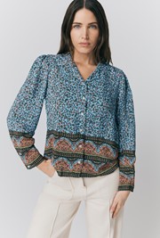 Lana Border Print Button Through Blouse 