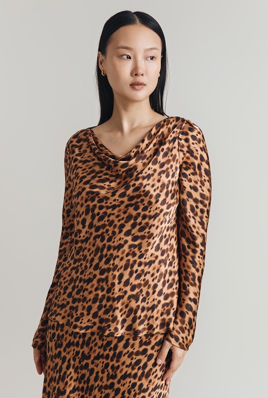 Isabella Leopard Print Satin Blouse