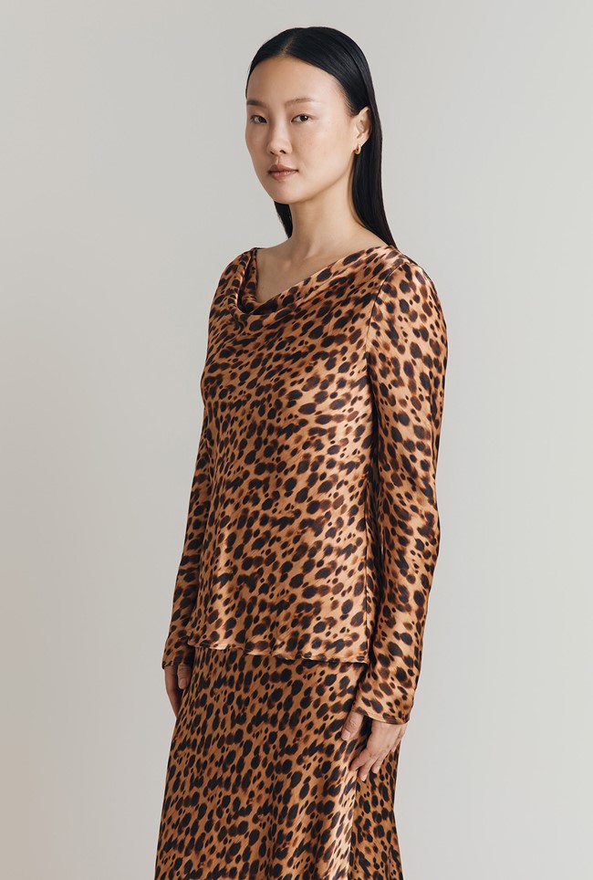 Isabella Leopard Print Satin Blouse