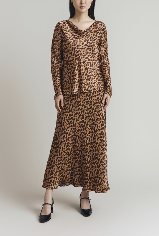 Isabella Leopard Print Satin Blouse
