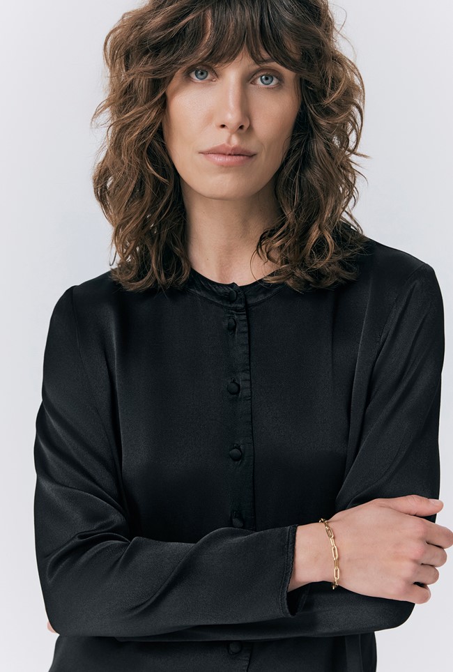 Efie Satin Button Through Blouse