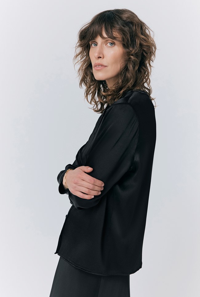 Efie Satin Button Through Blouse