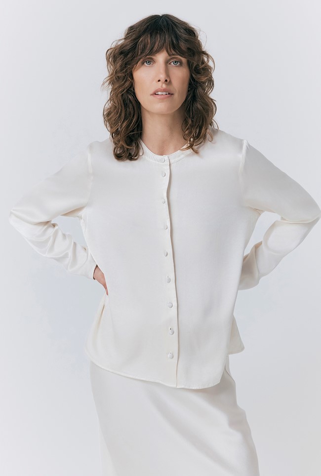 Efie Satin Button Through Blouse