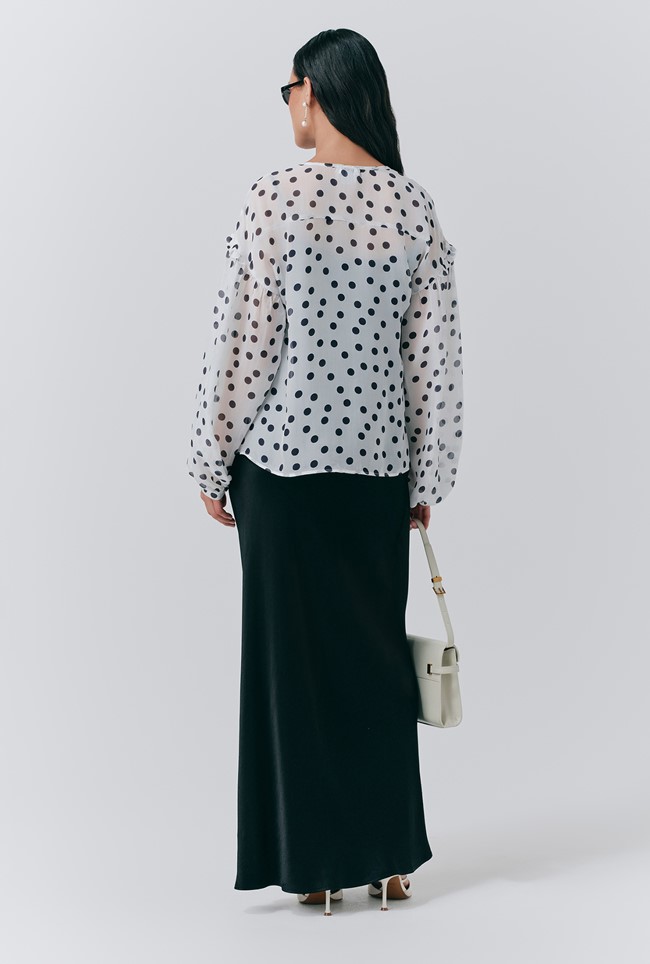 Karina Polka Dot Long Sleeve Blouse