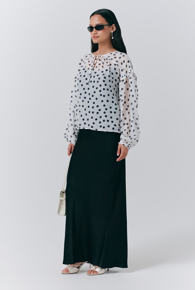 Karina Polka Dot Long Sleeve Blouse