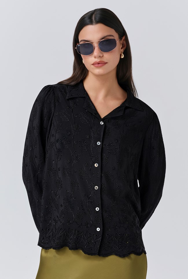 Emily Embroidery Button Through Blouse