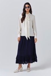 Anna Satin Tie Neck Blouse