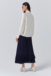 Anna Satin Tie Neck Blouse