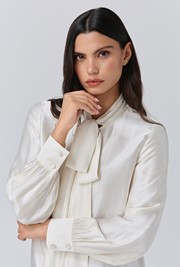 Anna Satin Tie Neck Blouse