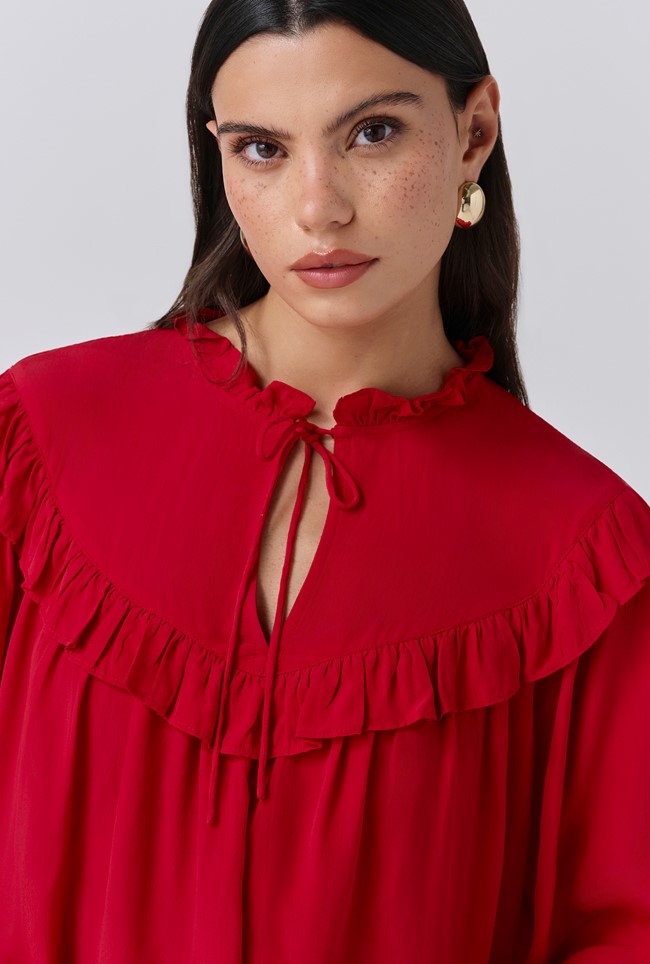 Talia Crepe Tie Neck Blouse