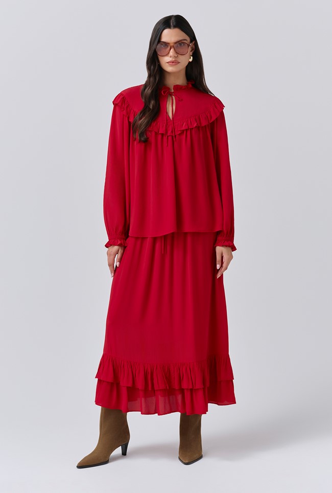 Talia Crepe Tie Neck Blouse