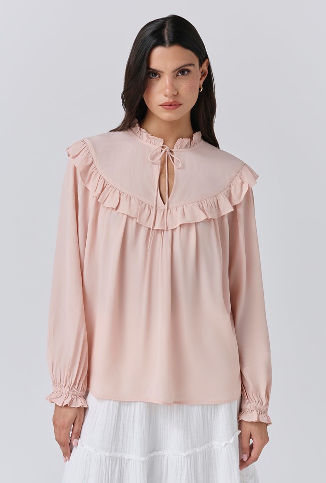 Talia Crepe Tie Neck Blouse