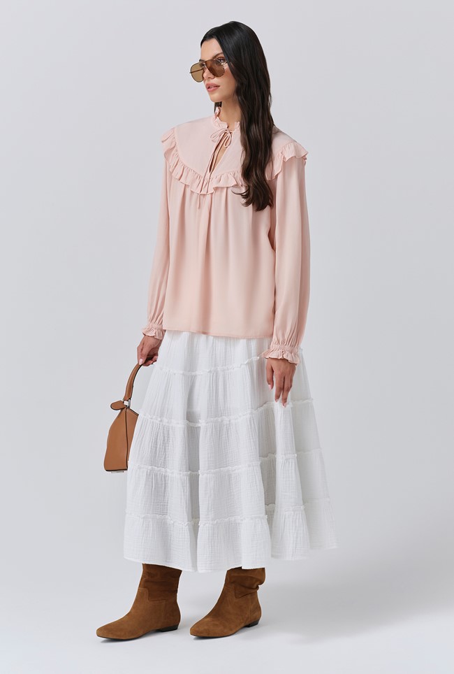 Talia Crepe Tie Neck Blouse