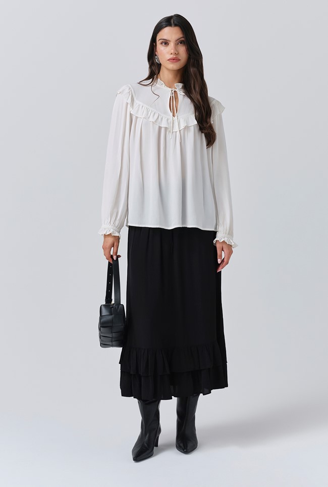 Talia Crepe Tie Neck Blouse