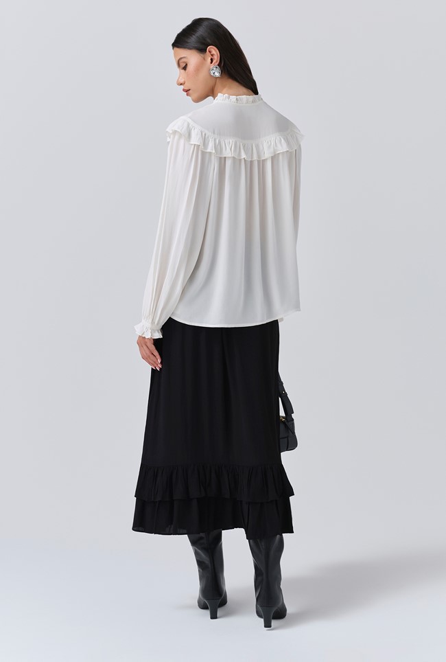 Talia Crepe Tie Neck Blouse