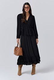 Ada Crepe V Neck Button Down Blouse