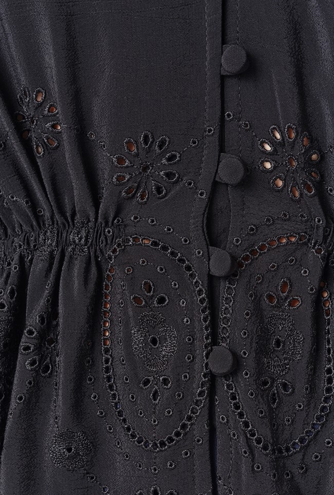 Ada Crepe V Neck Button Down Blouse