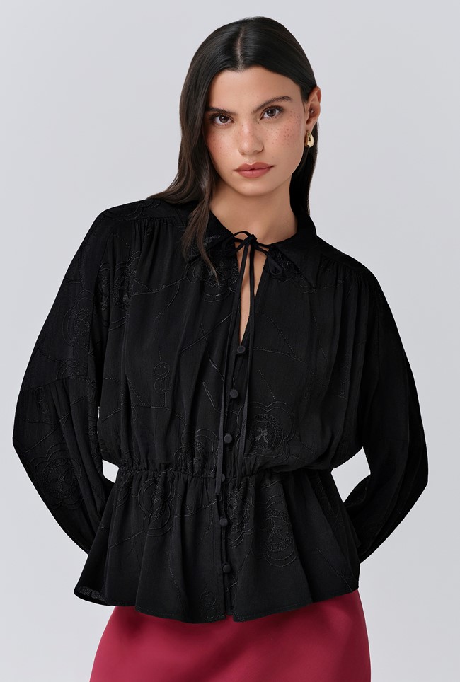 Amber Crepe Tie Neck Blouse Ghost London