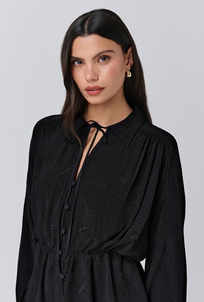 Amber Crepe Tie Neck Blouse