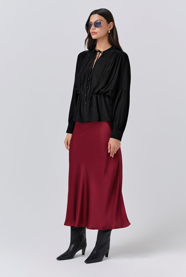 Amber Crepe Tie Neck Blouse