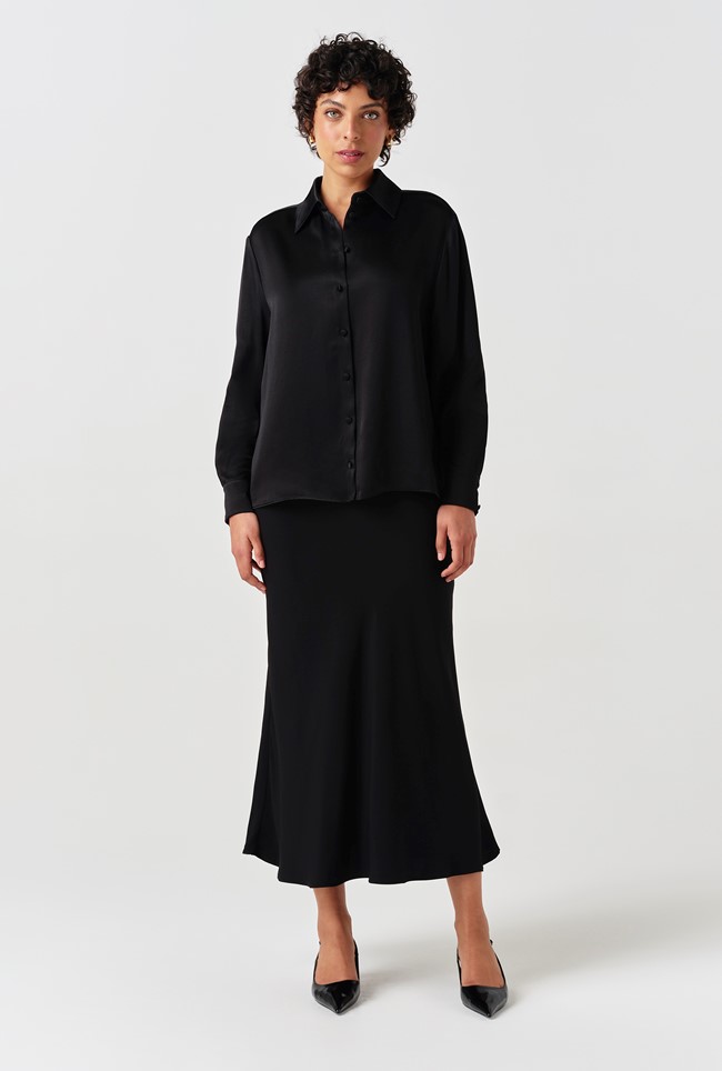 Esther Collared Satin Shirt