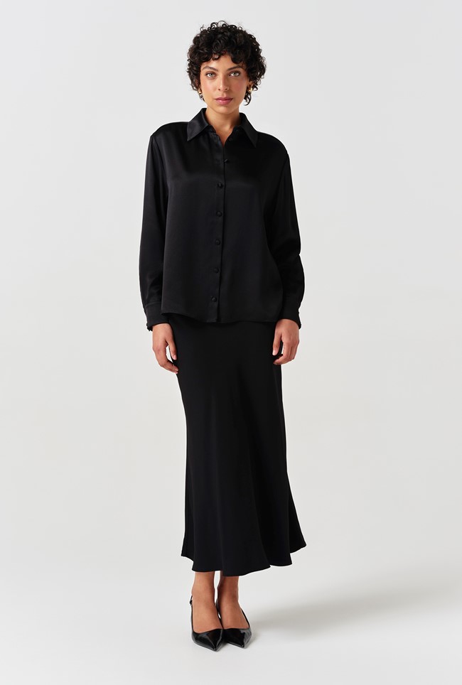 Esther Collared Satin Shirt
