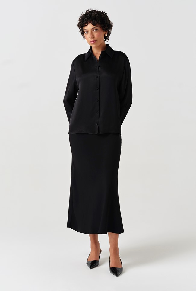 Esther Collared Satin Shirt