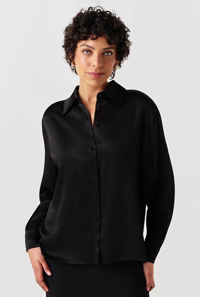 Esther Collared Satin Shirt