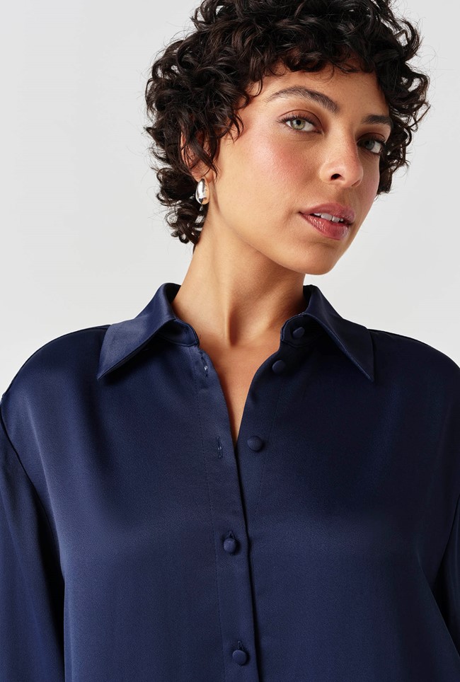 Esther Collared Satin Shirt