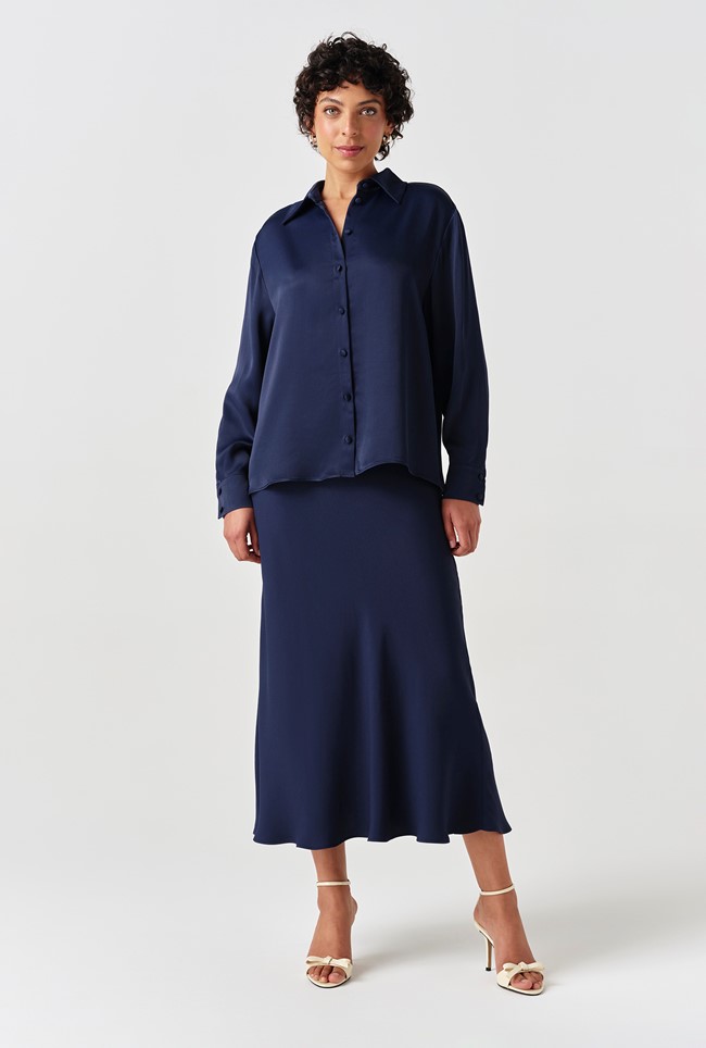 Esther Collared Satin Shirt