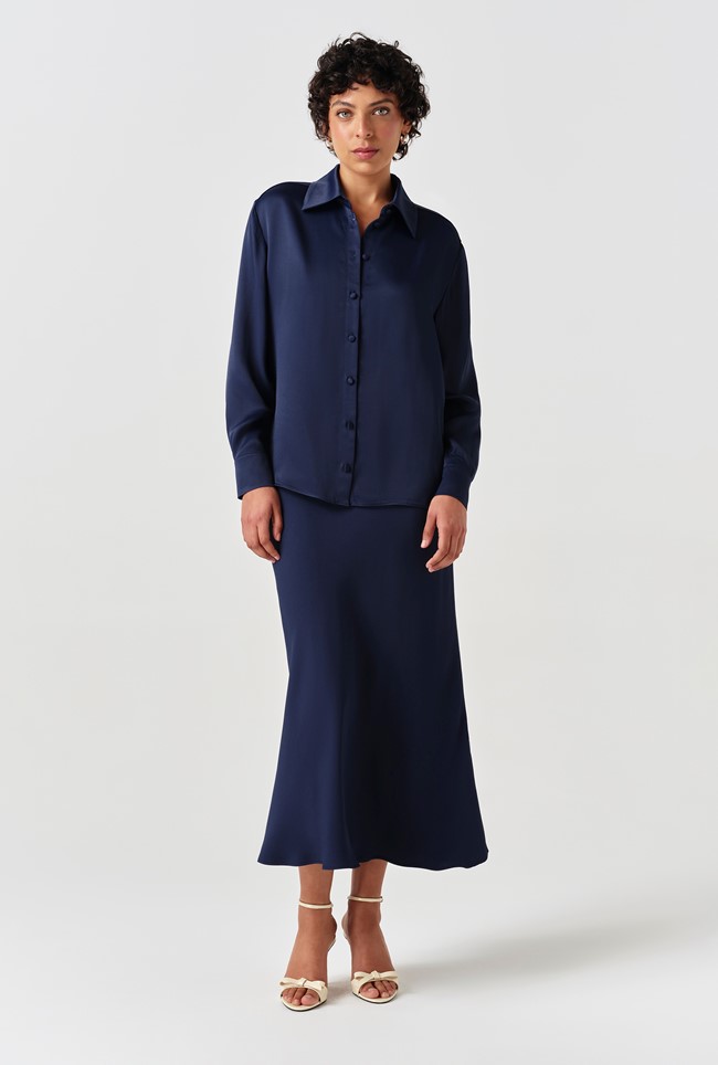 Esther Collared Satin Shirt