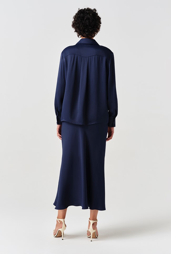 Esther Collared Satin Shirt