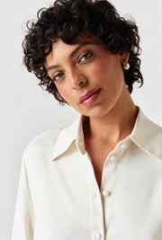 Esther Collared Satin Shirt