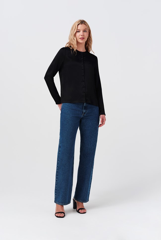 Efie Luxurious Satin Back Crepe Blouse