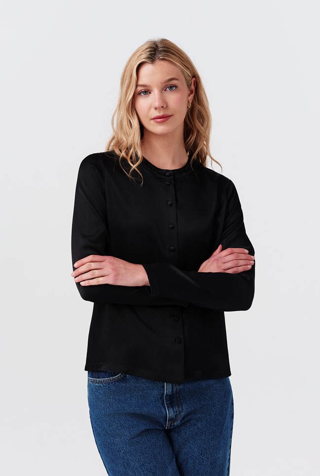 Efie Luxurious Satin Back Crepe Blouse