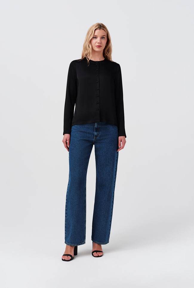 Efie Luxurious Satin Back Crepe Blouse