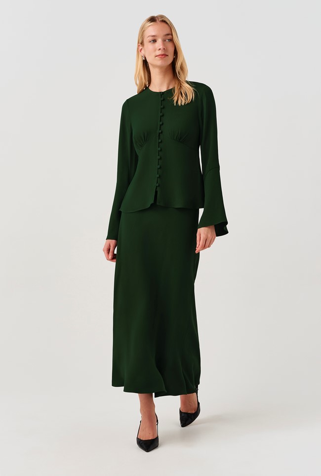 Ceaira Button Down Bell Sleeve Blouse