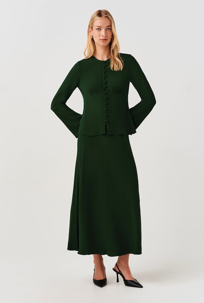 Ceaira Button Down Bell Sleeve Blouse