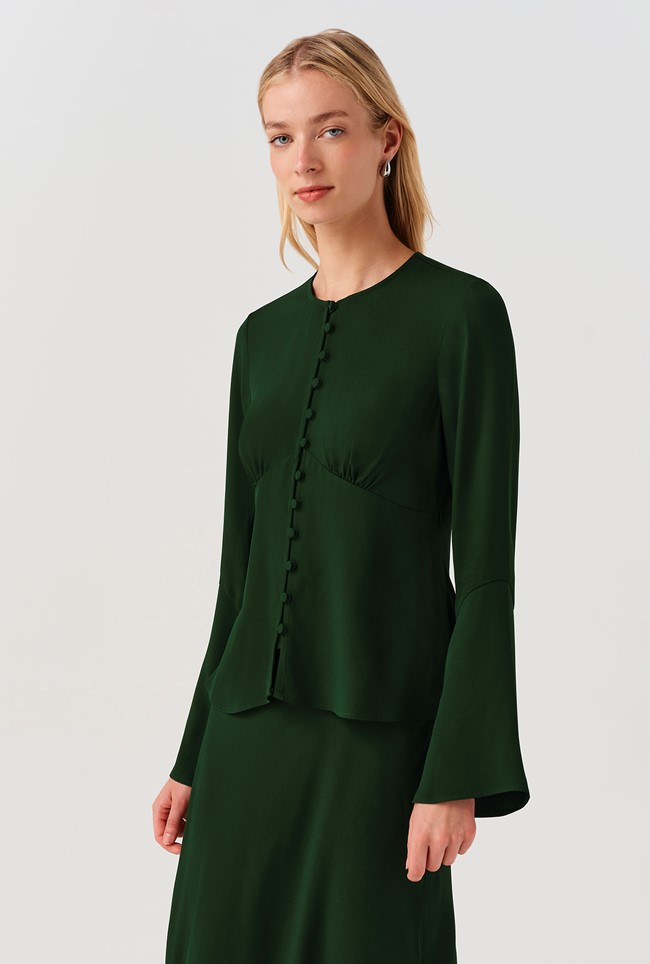 Ceaira Button Down Bell Sleeve Blouse