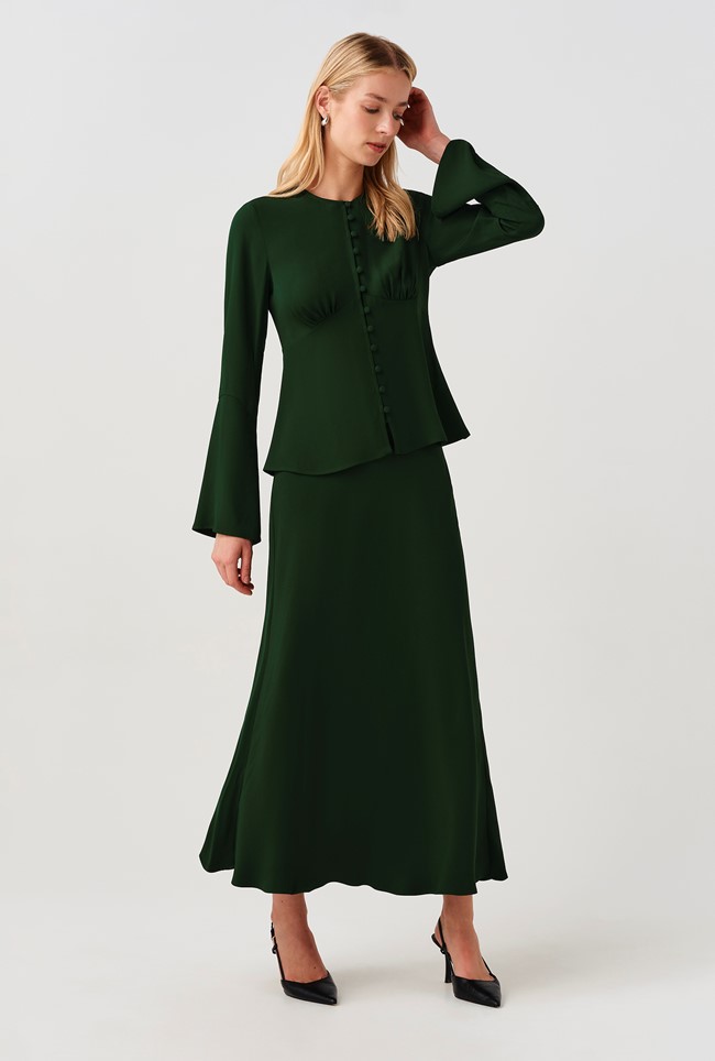 Ceaira Button Down Bell Sleeve Blouse