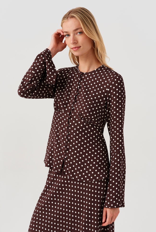 Ceaira Spot Button Bell Sleeve Blouse