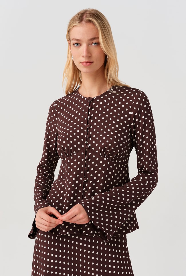 Ceaira Spot Button Bell Sleeve Blouse