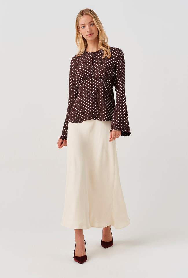 Ceaira Spot Button Bell Sleeve Blouse