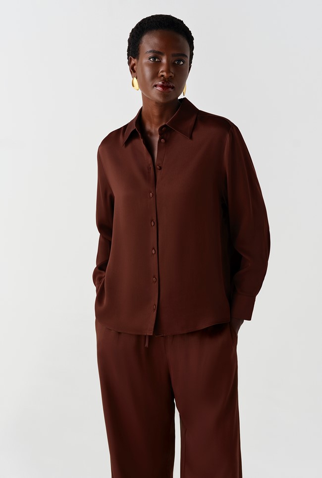 Esther Collared Satin Shirt