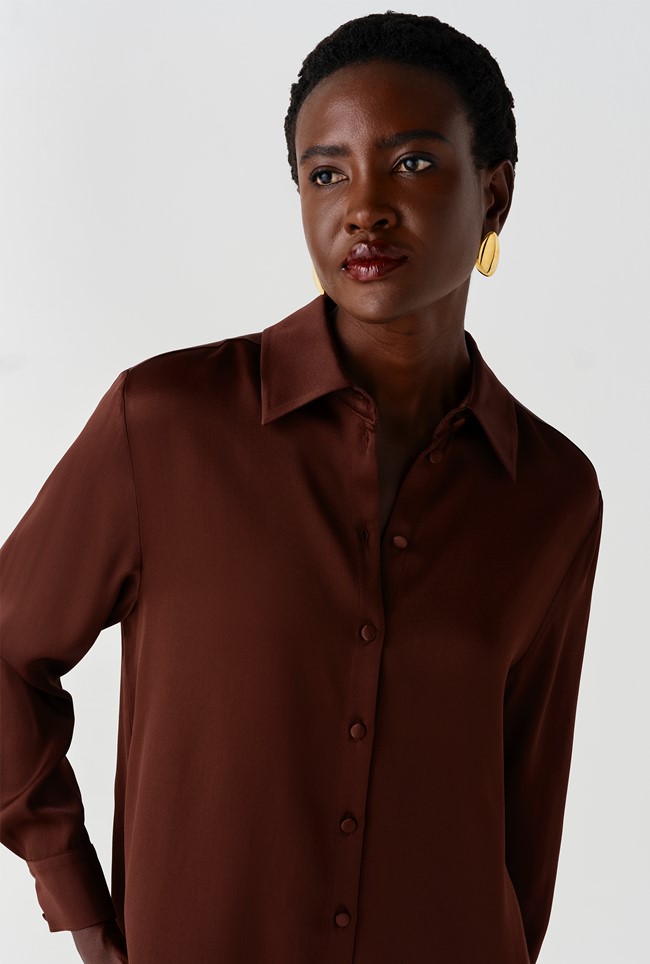 Esther Collared Satin Shirt