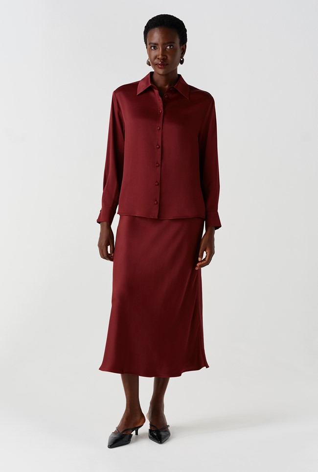 Esther Collared Satin Shirt