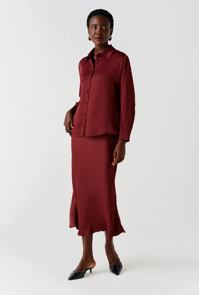 Esther Collared Satin Shirt