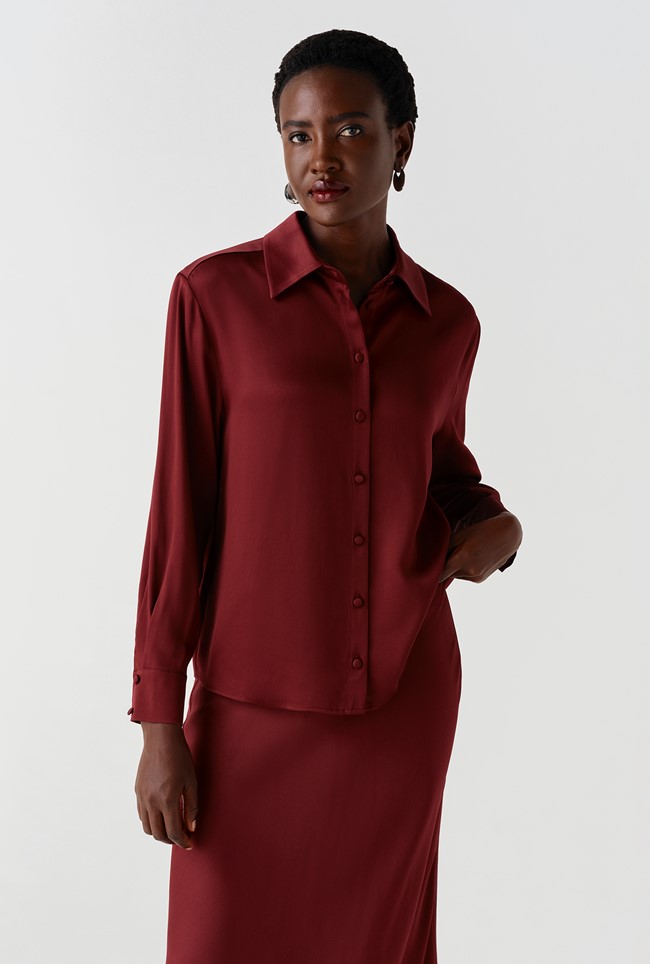 Esther Collared Satin Shirt