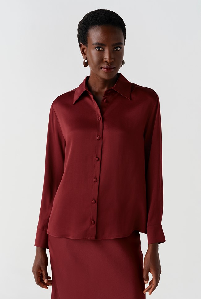 Esther Collared Satin Shirt