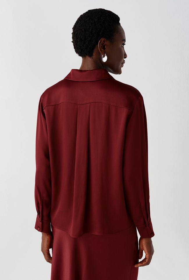 Esther Collared Satin Shirt